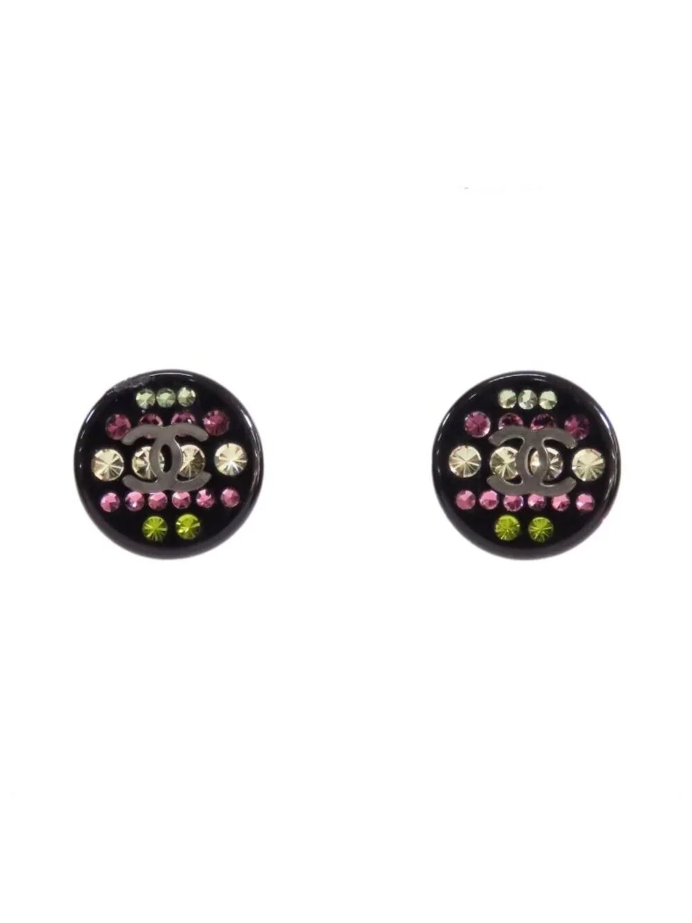Chanel Earrings Black Resin CC Logo